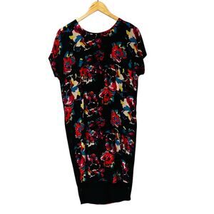 Pure Collection Silk Black Floral Dolman Sleeve Dress Size 6
